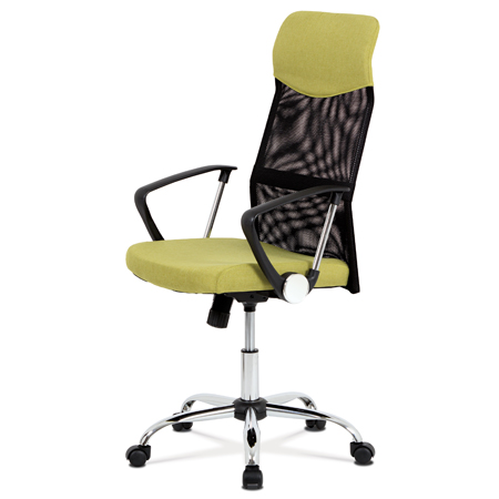 Kancelářská židle řady BASIC, potah zelenožlutá látka a černá síťovina MESH, hou KA-E301 GRN