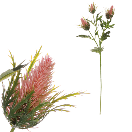 Eryngium - umělá květina, světle růžová barva. KUL009 PINK-LT