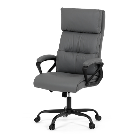 Kancelářská židle, šedá ekokůže, taštičkové pružiny, kovový kříž, kolečka na tvrdé podlahy KA-Y346 GREY