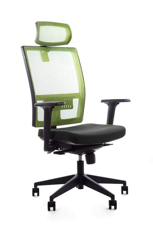 Emagra kancelářská židle M1 s opěrkou hlavy a područkami, zelená