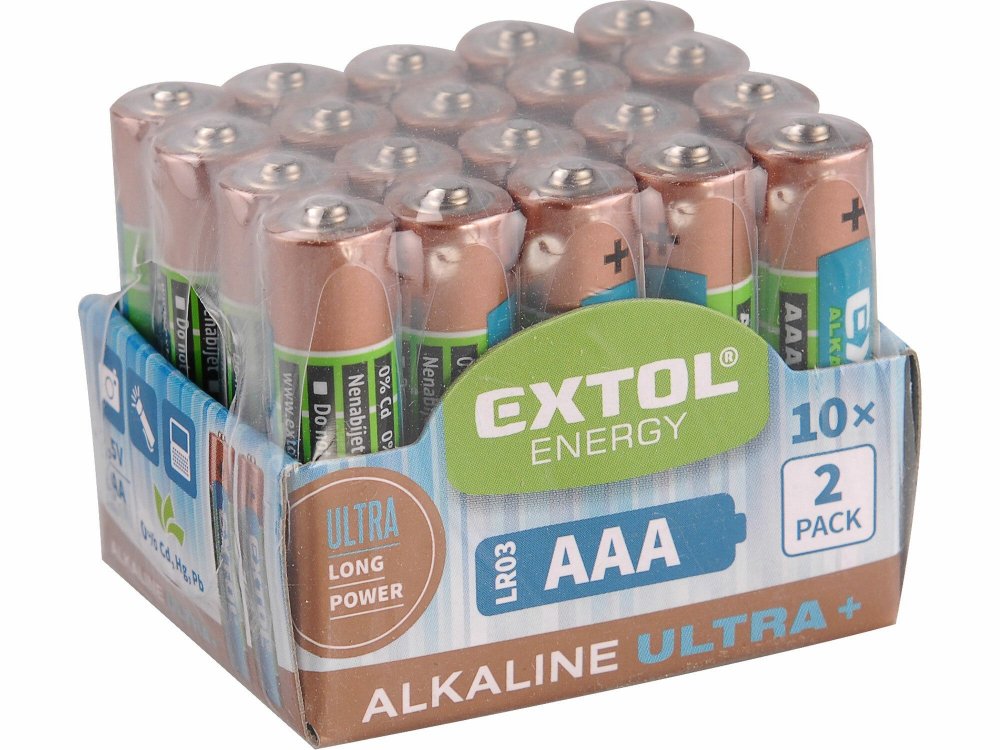 Baterie alkalické EXTOL ENERGY ULTRA +, 20ks, 1,5V AA (LR6) EXTOL-LIGHT