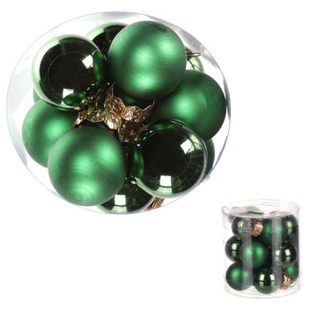 Ozdoby skleněné, barva zelená, pr.2 cm, cena za 1 balení (12 ks) VAK121-2