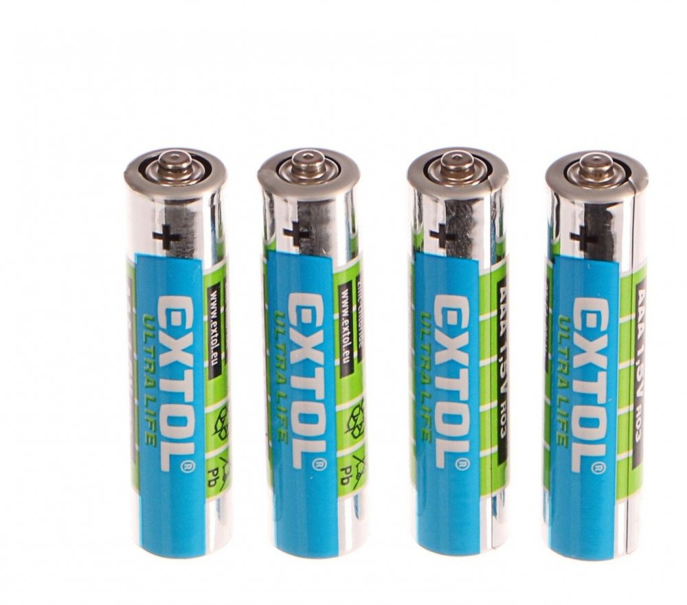 Baterie zink-chloridové, 4ks, 1,5V AAA (LR03) EXTOL-ENERGY