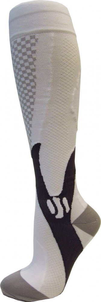 Kompresní sportovní ponožky CHECKER, bílé, vel. 35-38 XL