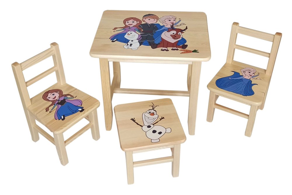 Dětský stůl se třemi židlemi Wood Frozen
