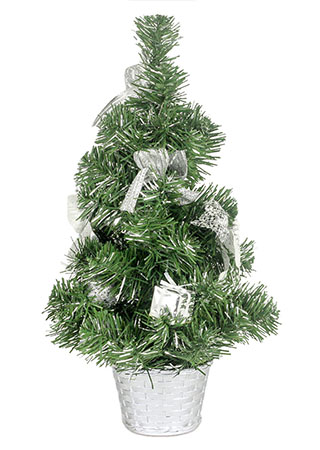 Stromeček ozdobený, umělá vánoční dekorace, barva stříbrná YS20-016