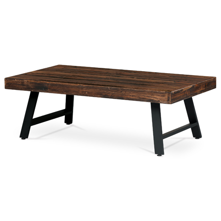 Konferenční stůl, 130x70 cm, MDF deska, dýha borovice, kov, černý lak AHG-534 PINE