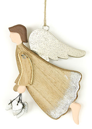 Andělíček, závěsná dřevěná vánoční dekorace ZA8601